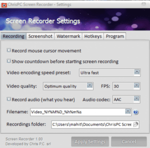 ChrisPC Screen Recorder Pro 2.55 Crack With Serial Key [Latest]